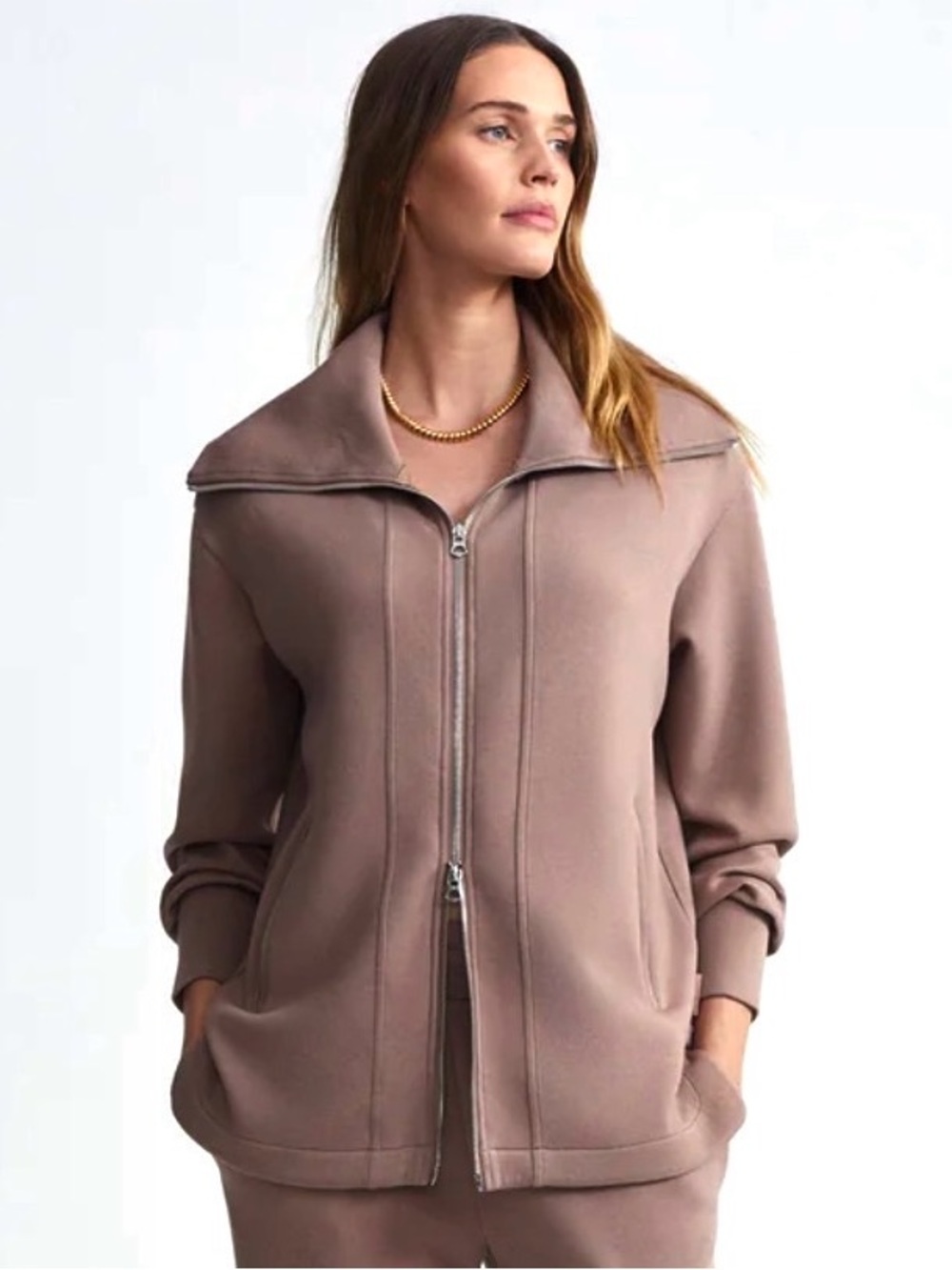 Varley Raleigh Zip-Through Sweat Sweatshirt DoubleSoft Jacket Retail $178